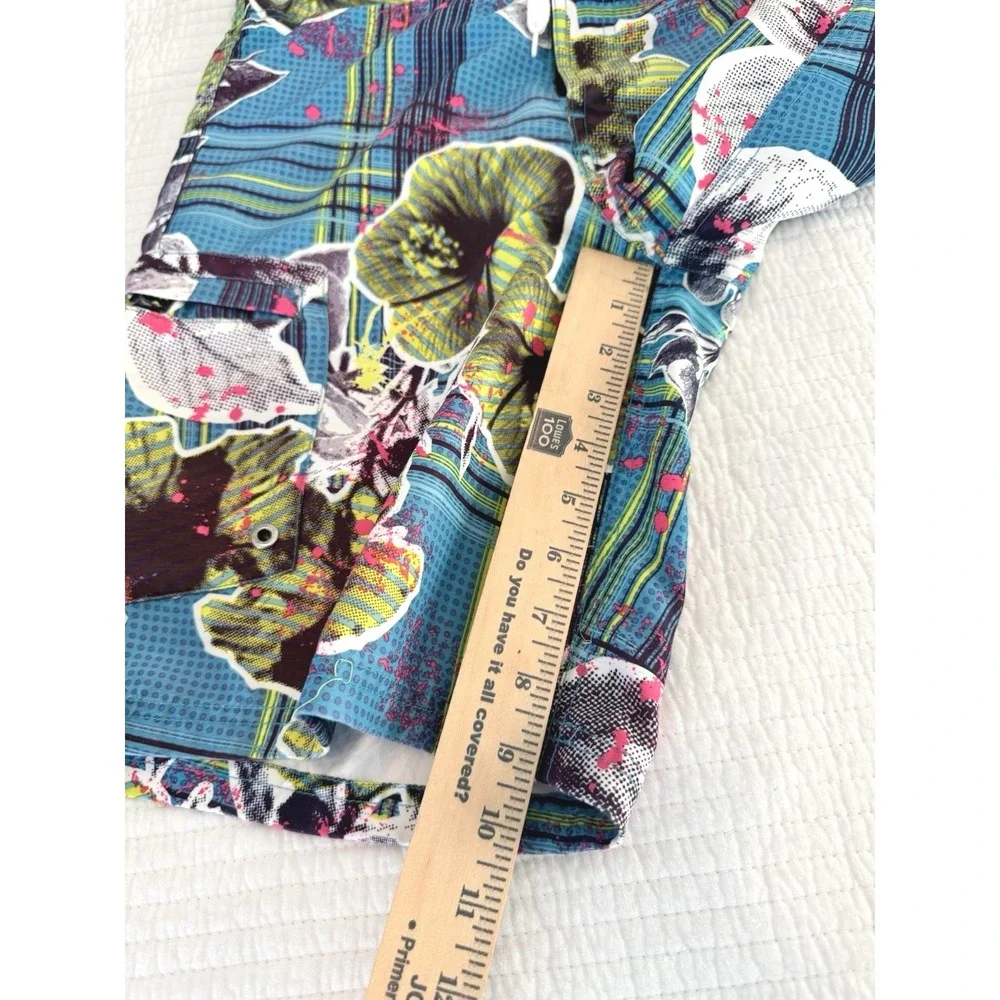 Joe‎ Boxer Mens Swim Trunks Blue Plaid Floral Tropical Board Shorts Small S/C